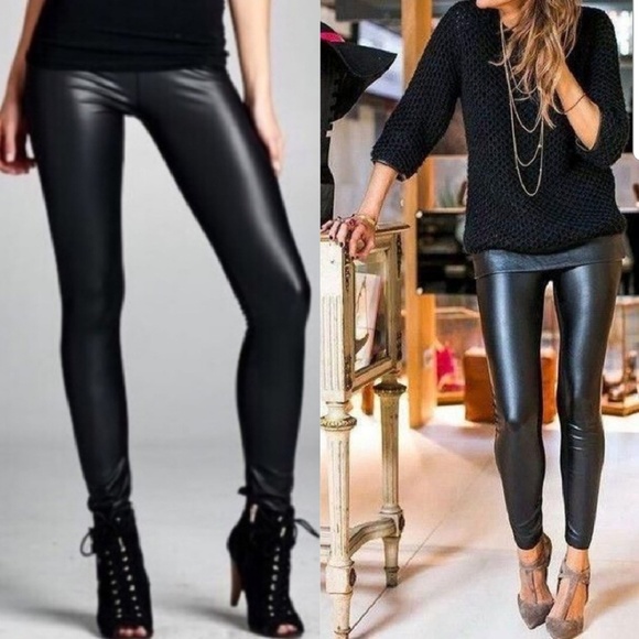 1 left MATTE FAUX LEATHER LEGGINGS - Picture 5 of 6